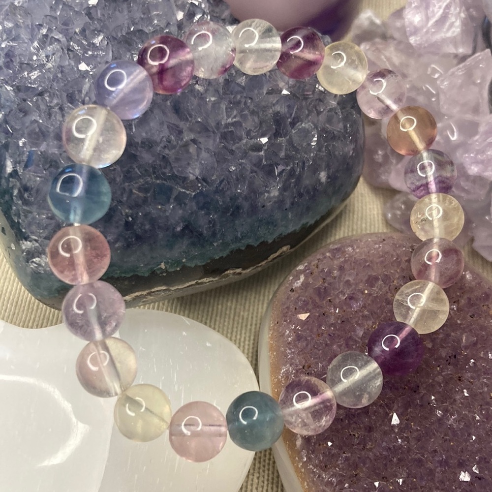 Fluorite High Quality Gemstone Beaded Bracelet AAA